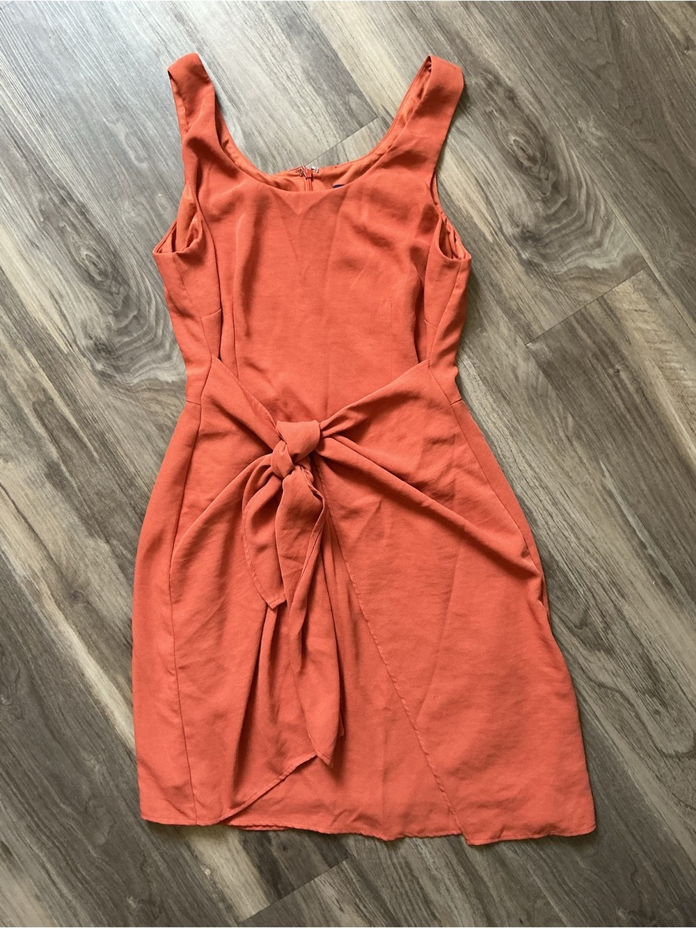 Donna Morgan Sleeveless Tie-Front Rust Orange Dress